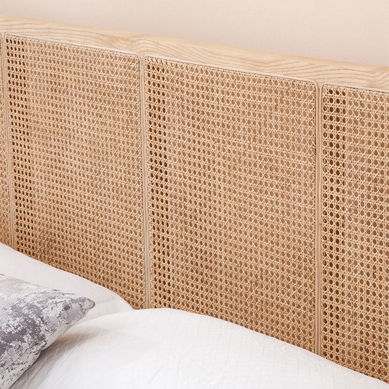 カスタムゴールドレッグ付きのソリッドウッドパネルベッドトロピカル標準ベッド