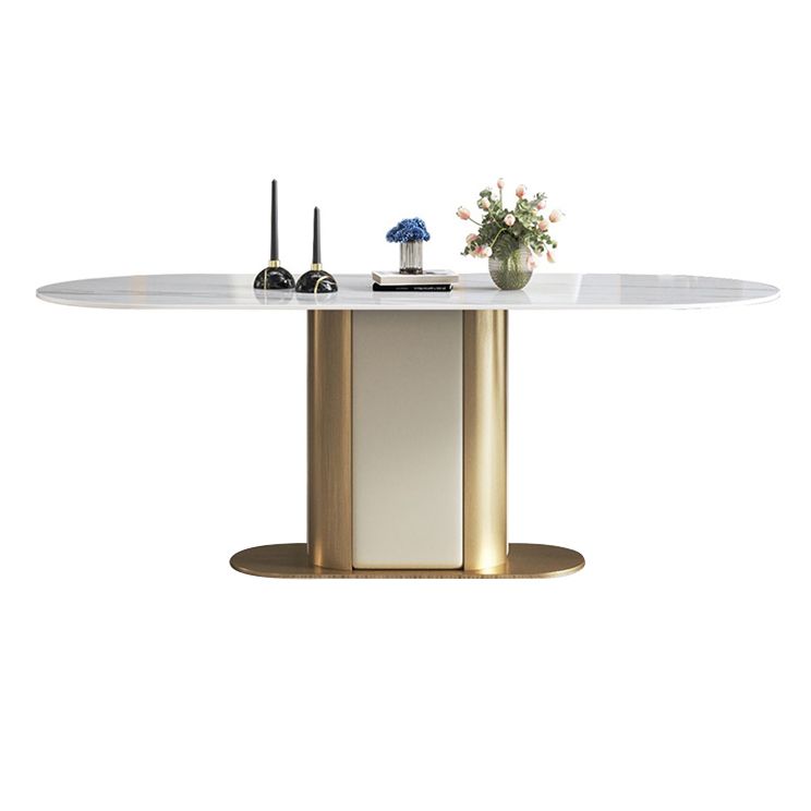 Glam Kitchen White Dining Table Sintered Stone Standard Dining Table with Pedestal Base Clearhalo ' dining_table' 'Dining Tables & Seating' 'Dining Tables' 'furn' 'furn_dining_table' 'Furniture' 'furniture_dining_table' 'Kitchen & Dining Furniture' 'kitchen&dining_furn' 'kitchen' 'kitchen_dining_table' 1200x1200_347227b8-1949-4d92-a05a-4176c38ff6f1
