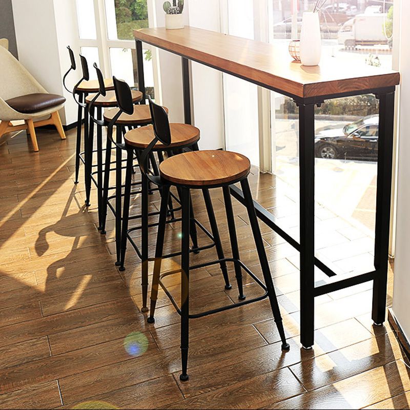 Industrial Bar Height Table Solid Wood Top Bistro Table with Black Base Clearhalo 'Bar Furniture' 'Bar Tables' 'bar_tables' 'furn' 'furn_bar_tables' 'Furniture' 'Kitchen & Dining Furniture' 1200x1200_3474ccda-8c34-4f3a-b7f6-9181c5cd524b