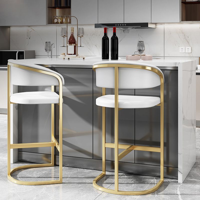 Glam Armrest Backrest Counter Stool Iron Bar Stool with Leather Cushion and Pedal Clearhalo 'Bar Furniture' 'Bar Stools' 'bar_stools' 'furn' 'furn_bar_stools' 'Furniture' 'Kitchen & Dining Furniture' 1200x1200_3475cbf1-8319-4e44-84d0-c77f8a801841
