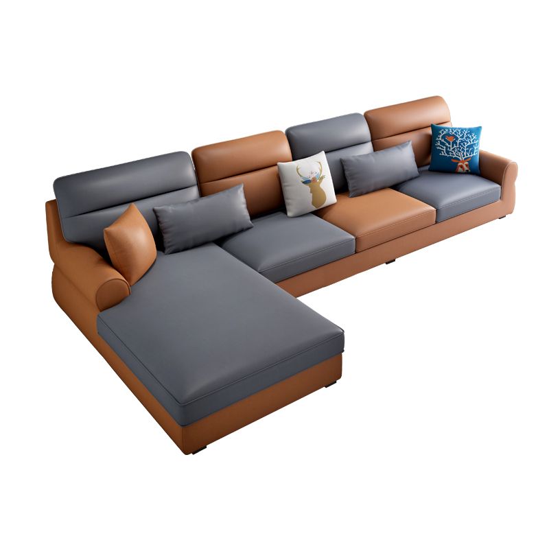 Recessed Arm Sofa and Chaise L-Shape Pillow Back Cushion Sectional Clearhalo 'furn' 'furn_sectionals' 'Furniture' 'furniture_sectionals' 'Living Room Furniture' 'Sectionals' 1200x1200_347726e4-617f-4751-b72a-29e62c89aa61