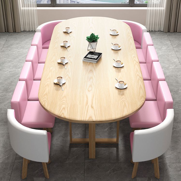 Escritorio de escritura ovalada contemporánea escritorio de red de trineos de madera