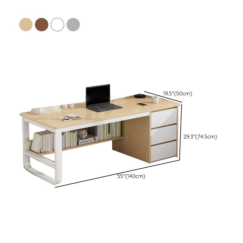 Bureau d'écriture rectangulaire industriel 3 dessins bureau de bureau en bois