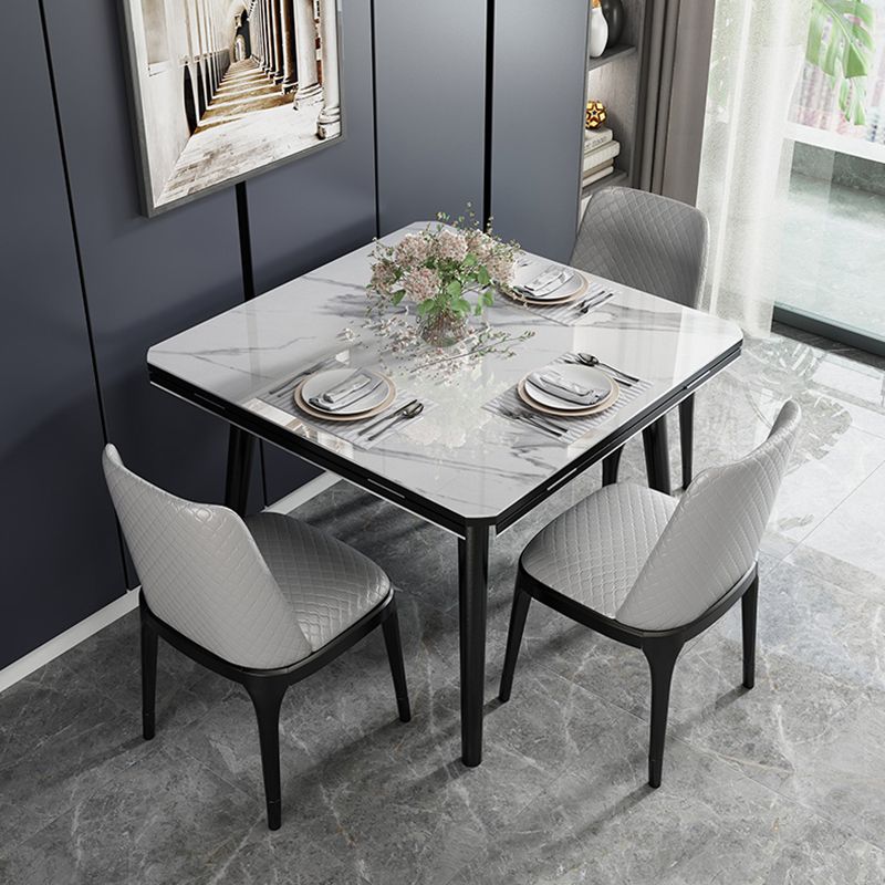 Industrial Style Dining Table Sintered Stone Drop-Leaf Table with 4 Legs Clearhalo ' dining_table' 'Dining Tables & Seating' 'Dining Tables' 'furn' 'furn_dining_table' 'Furniture' 'furniture_dining_table' 'Kitchen & Dining Furniture' 'kitchen&dining_furn' 'kitchen' 'kitchen_dining_table' 1200x1200_3478d174-16f2-4722-bf71-4ac2f009955d