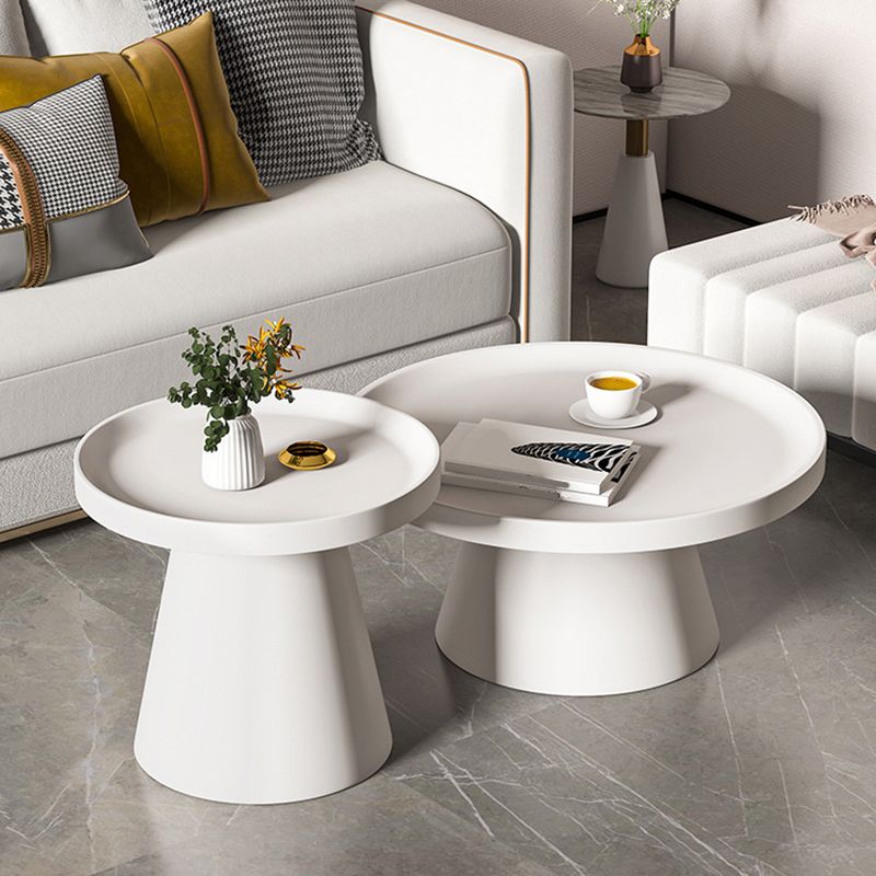 Round Tray Top Coffee Table Metal Black/White Cocktail Table