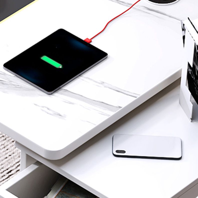 Contemporary Office Desk Home Writing Desk with Drawer and Cabinet Clearhalo 'furn' 'furn_office_desk' 'Furniture' 'Office Desks' 'Office Furniture' 'office_desk' 1200x1200_347a55ae-bee7-462b-bb45-5f0f99723fca