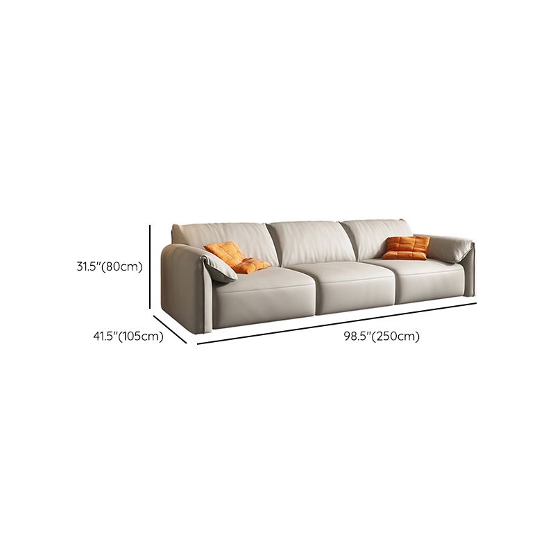 Contemporary Leather Wood Frame Pillow Top Arm Sofa For Living Room
