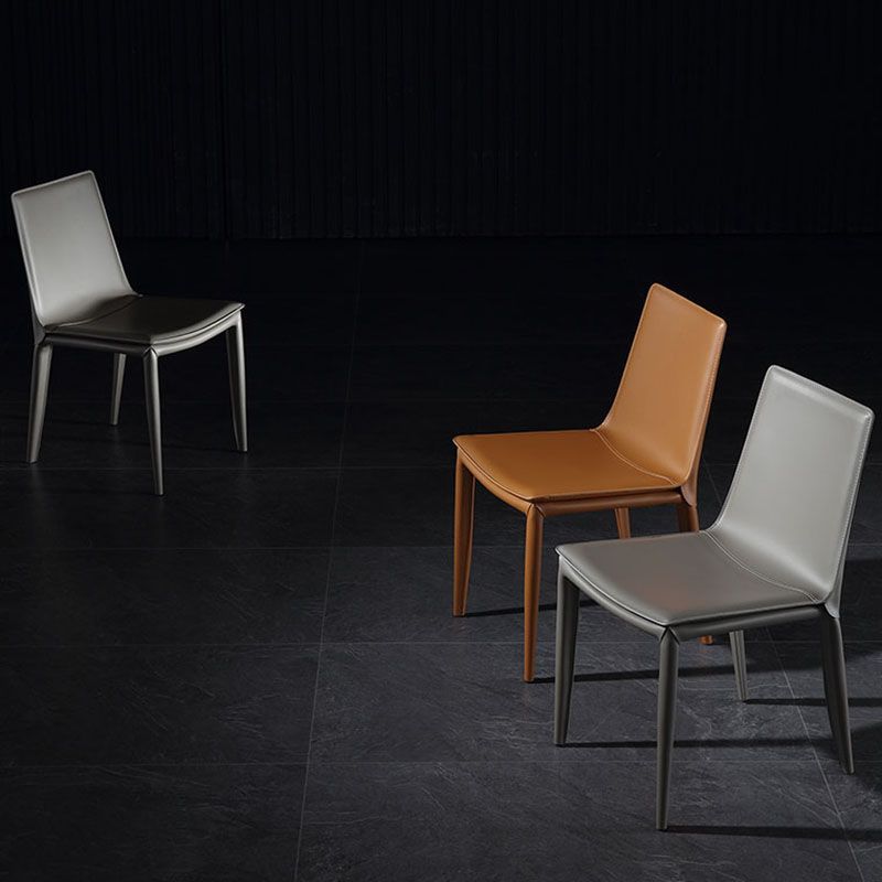 Modern Leather Dining Armless Chair Metal Dining Chairs for Home Use Clearhalo ' kitchen&dining_furn' 'Dining Chairs' 'Dining Tables & Seating' 'dining_chair' 'furn' 'furn_dining_chair' 'Furniture' 'furniture_dining_chair' 'Kitchen & Dining Furniture' 'kitchen' 1200x1200_347afc0d-e6be-4356-8d48-c61a961c8e47