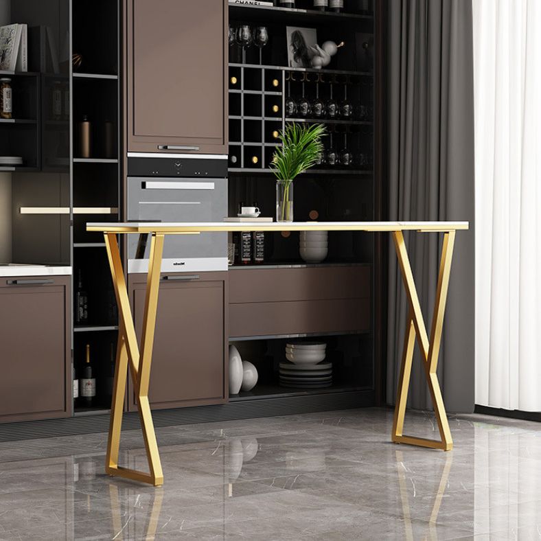 Tavolo da bar in pietra in stile glam a doppio piedistallo tavolo da pranzo per interno