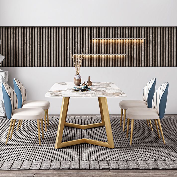 Iron and Slate Table Glam Style Simple Home Rectangular Dining Table Clearhalo 'Dining Tables & Seating' 'Dining Tables' 'dining_table' 'furn' 'furn_dining_table' 'Furniture' 'Kitchen & Dining Furniture' 1200x1200_347f2768-ae13-4490-baea-9f2eb7ce5e35