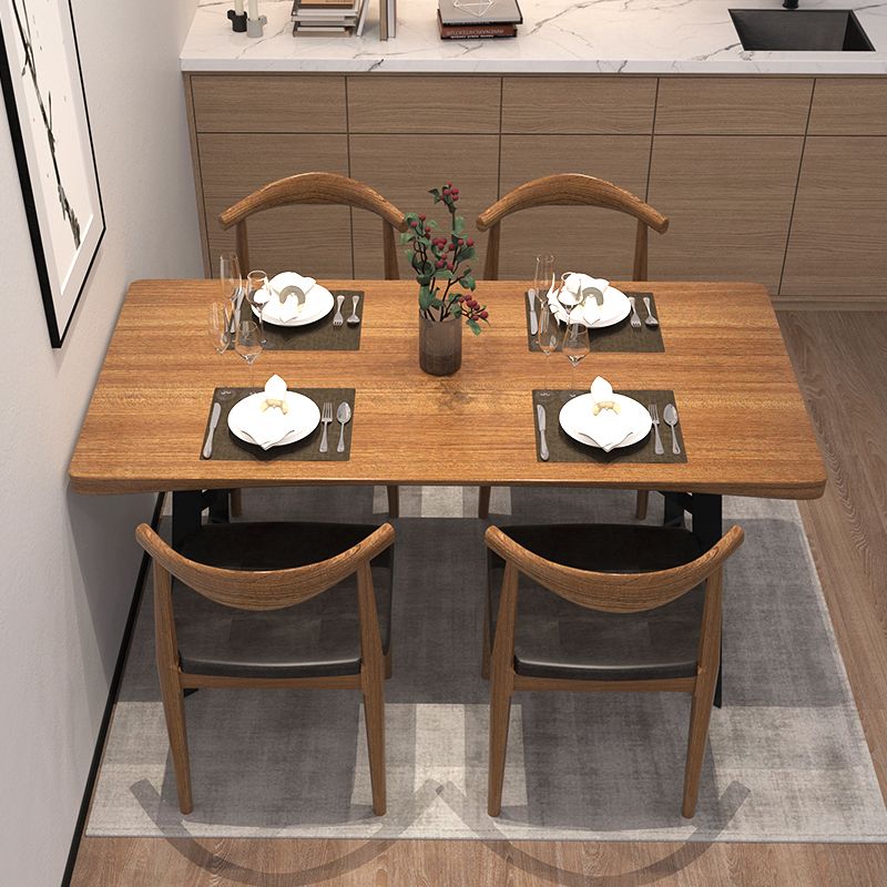 Metal Industrial Rectangle Dining Table Solid Wood Table with Sled Base Clearhalo ' dining_table' 'Dining Tables & Seating' 'Dining Tables' 'furn' 'furn_dining_table' 'Furniture' 'furniture_dining_table' 'Kitchen & Dining Furniture' 'kitchen&dining_furn' 'kitchen' 'kitchen_dining_table' 1200x1200_347f3e0a-06e8-479e-a536-44437b131c0f