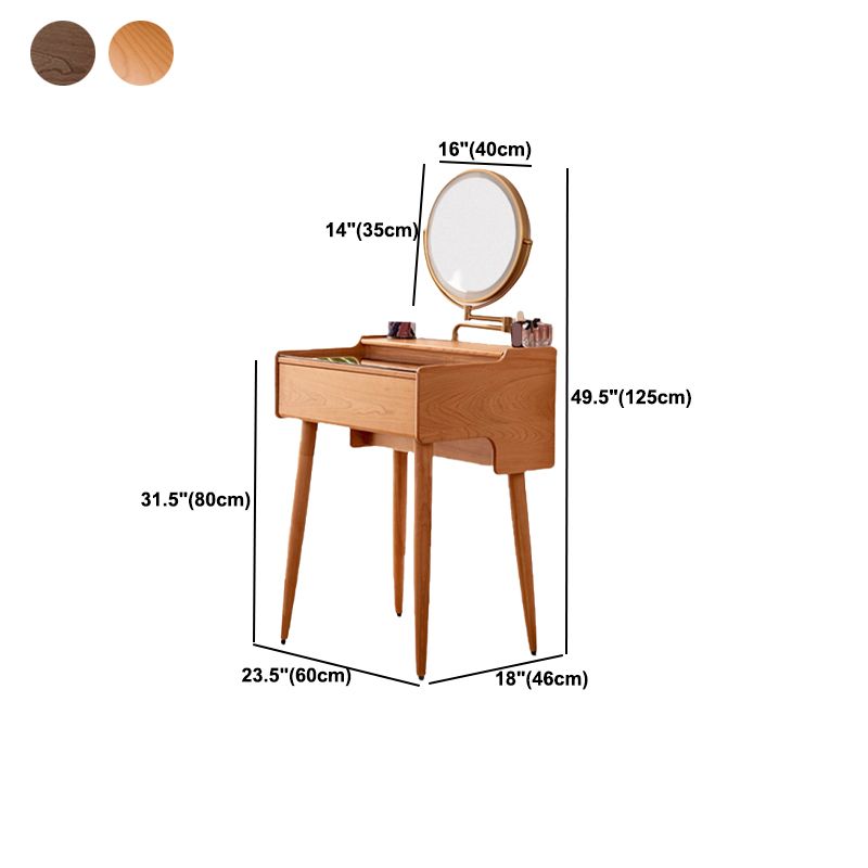 Contador de maquillaje de vidrio 18.11 "Mesas de tocador de madera maciza de ancho con 1 cajones de almacenamiento