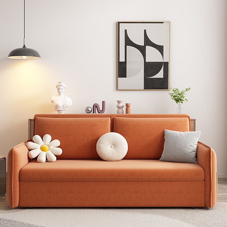 Modern Orange Seating Convertible Sofa Bed with Pillows for Apartment
