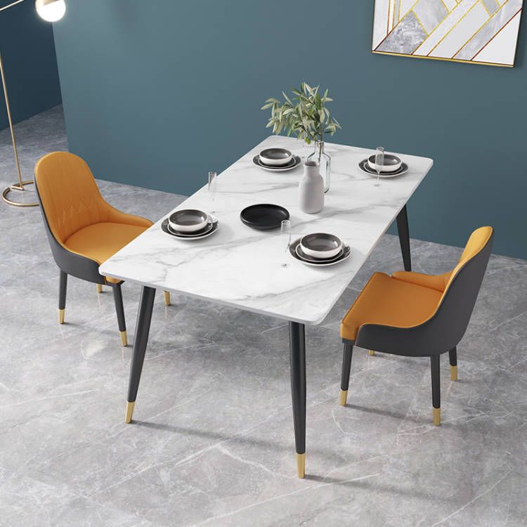 Glam Rectangle 1/3/4/5/7 Pieces Dinette Set Metal Legs Indoor Dining Table Set Clearhalo 'Dining Room Sets' 'Dining Tables & Seating' 'dining_room_set' 'furn' 'furn_dining_room_set' 'Furniture' 'Kitchen & Dining Furniture' 1200x1200_3484fea9-aa90-48a6-bc81-aa698e106b64