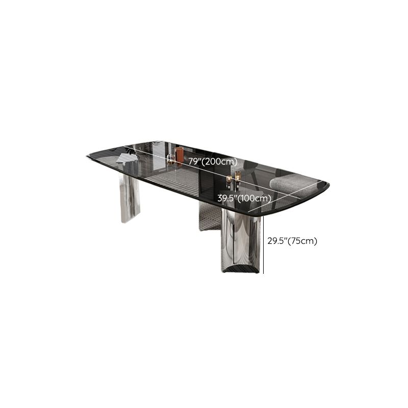 Simplicity Style Rectangle Glass Dining Site Table with 3 Legs Clearhalo 'Dining Tables & Seating' 'Dining Tables' 'dining_table' 'furn' 'furn_dining_table' 'Furniture' 'Kitchen & Dining Furniture' 1200x1200_34865219-bfea-4eaa-a064-964e79b5a085