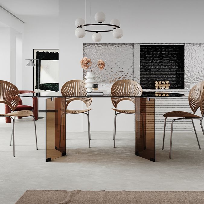 Clear Glass Contemporary Oval Table Glass Top Table with Double Pedestal Clearhalo ' dining_table' 'Dining Tables & Seating' 'Dining Tables' 'furn' 'furn_dining_table' 'Furniture' 'furniture_dining_table' 'Kitchen & Dining Furniture' 'kitchen&dining_furn' 'kitchen' 'kitchen_dining_table' 1200x1200_34875724-258a-4485-9365-2eba2168f6fd