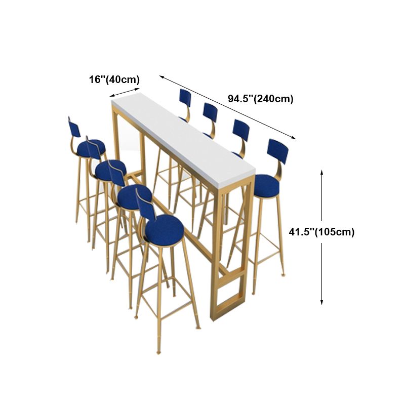 Glam Marble Bistro Bar Table with Rectangle Table Top Trestle Table - 41.3" H , Only Table Clearhalo 'Bar Furniture' 'Bar Tables' 'bar_tables' 'furn' 'furn_bar_tables' 'Furniture' 'furniture_bar_tables' 'Kitchen & Dining Furniture' 1200x1200_3487a5b8-bb59-4104-8b3b-257c1341f7b8