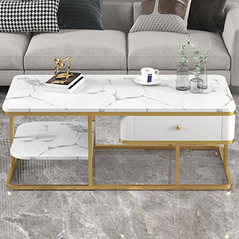 Frame Base Coffee Table Rectangular Black/White Cocktail Table Clearhalo 'Coffee & Accent Tables' 'Coffee Tables' 'coffee_tables' 'furn' 'furn_coffee_tables' 'Furniture' 'Living Room Furniture' 1200x1200_34888988-ab84-4633-9805-0420970d399a