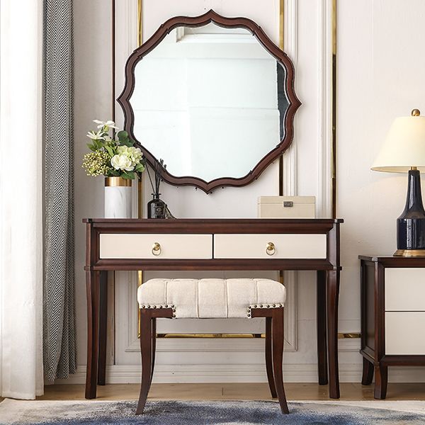 Standing Brown 2-Drawer Bedroom Solid Wood Makeup Vanity Desk Table Clearhalo 'Bedroom Furniture' 'furn' 'furn_makeup_vanities' 'Furniture' 'Makeup Vanities' 'makeup_vanities' 1200x1200_3489b602-2737-416c-85ab-b1a0f38e3c0f