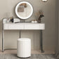 Modern Simple 2-Drawer Vanity Table Stone Top Dressing Table in White with Stool
