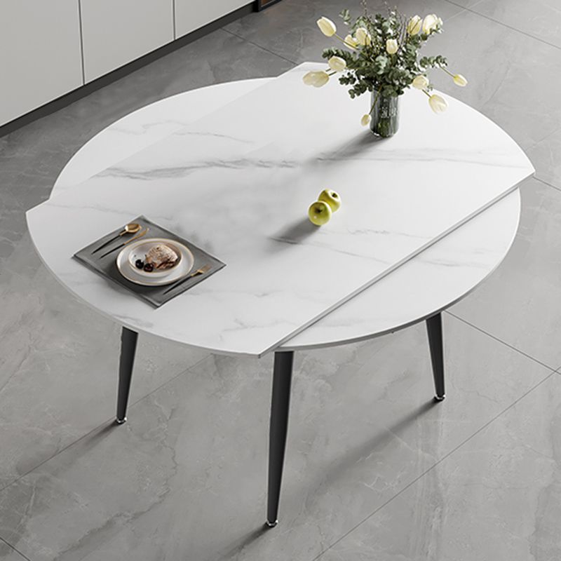 Modern Simple Dining Table Sintered Stone Dinner Table with Metal Legs Clearhalo 'Dining Tables & Seating' 'Dining Tables' 'dining_table' 'furn' 'furn_dining_table' 'Furniture' 'Kitchen & Dining Furniture' 1200x1200_348bf9f8-0f8d-4b33-9a91-fcf4d97afb14