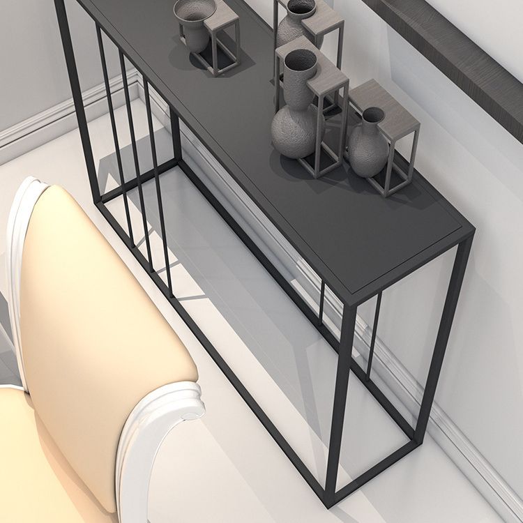 Tavolo di divano console di ferro contemporaneo Rettangolo Black End Table per Hall