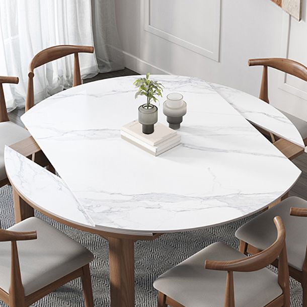 Contemporary Round Extendable Dining Table Sintered Stone Dining Table for Kitchen Clearhalo ' dining_table' 'Dining Tables & Seating' 'Dining Tables' 'furn' 'furn_dining_table' 'Furniture' 'furniture_dining_table' 'Kitchen & Dining Furniture' 'kitchen&dining_furn' 'kitchen' 'kitchen_dining_table' 1200x1200_3494500e-221d-42a6-9e62-ea4fca77f041