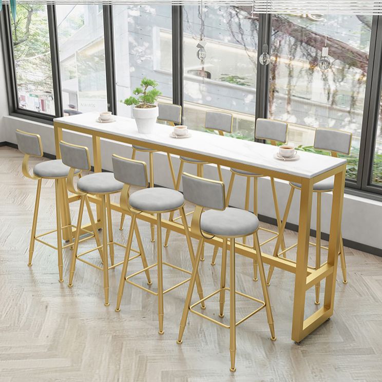 1/5/9 pièces Glam Glam Iron Bar Table Recangle Recangle Bistro en marbre Faux White avec repose-pieds