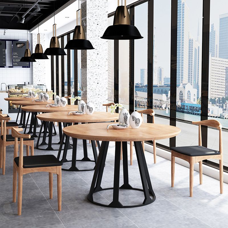 1/3/5 Pieces Modern Dining Set Solid Wood Round Table with Leather Chairs