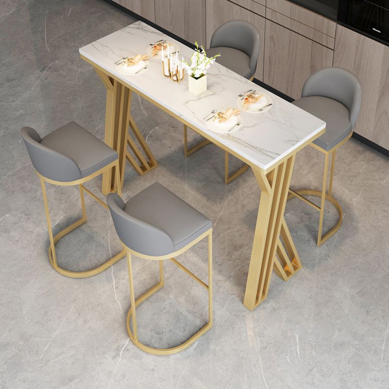 Glam White Stone Bar Dining Table Rectangle Indoor Bistro Table with Double Pedestal Clearhalo 'Bar Furniture' 'Bar Tables' 'bar_tables' 'furn' 'furn_bar_tables' 'Furniture' 'furniture_bar_tables' 'Kitchen & Dining Furniture' 'kitchen&dining_furn' 'kitchen' 1200x1200_349702f0-6e5a-4b4e-b986-1ddb0246a270