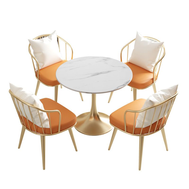 Glam Sintered Stone Dining Room Set with Gold Leg Dining Furniture for Home Use Clearhalo 'Dining Room Sets' 'Dining Tables & Seating' 'dining_room_set' 'furn' 'furn_dining_room_set' 'Furniture' 'furniture_dining_room_set' 'Kitchen & Dining Furniture' 'kitchen&dining_furn' 'kitchen' 1200x1200_3497173b-c2e0-4cce-b817-235f07c56904