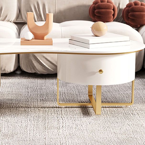 Modern Geometric Coffee Table with Drawer Stone Top Cocktail Table Clearhalo 'Coffee & Accent Tables' 'Coffee Tables' 'coffee_tables' 'furn' 'furn_coffee_tables' 'Furniture' 'Living Room Furniture' 1200x1200_3498592d-6d1e-4706-8f68-2d05aa126679
