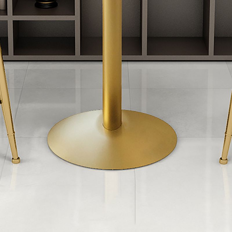 Mesa de comedor de madera maciza Glam, mesa de comedor con pedestal fijo y base de metal
