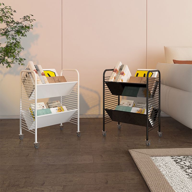 Industrial Geometric Bookcase Metal Open Back Bookcase with Wheels,21.7" H x 11.4" W Clearhalo 'Bookcases' 'furn' 'furn_bookcases' 'Furniture' 'furniture_bookcases' 'kitchen' 'kitchen_bookcases' 'Living Room Furniture' 'Office Furniture' 1200x1200_349bb39f-0c7e-4c5d-bb8c-a9b1b15aac33