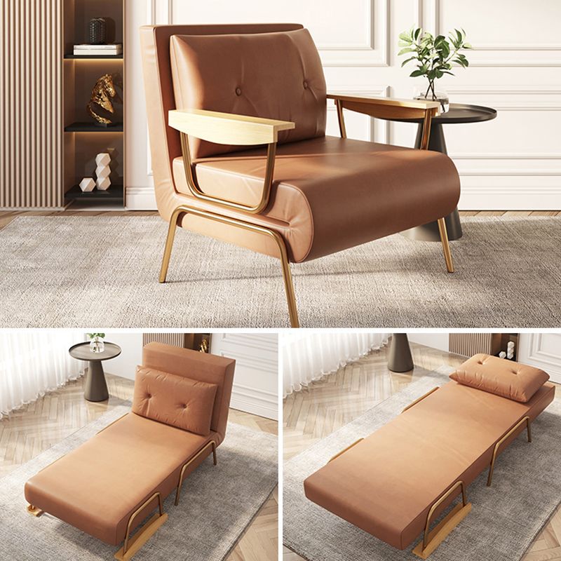 Sofá de durmiente de Futon Futon Glam Faux en almohada naranja incluida