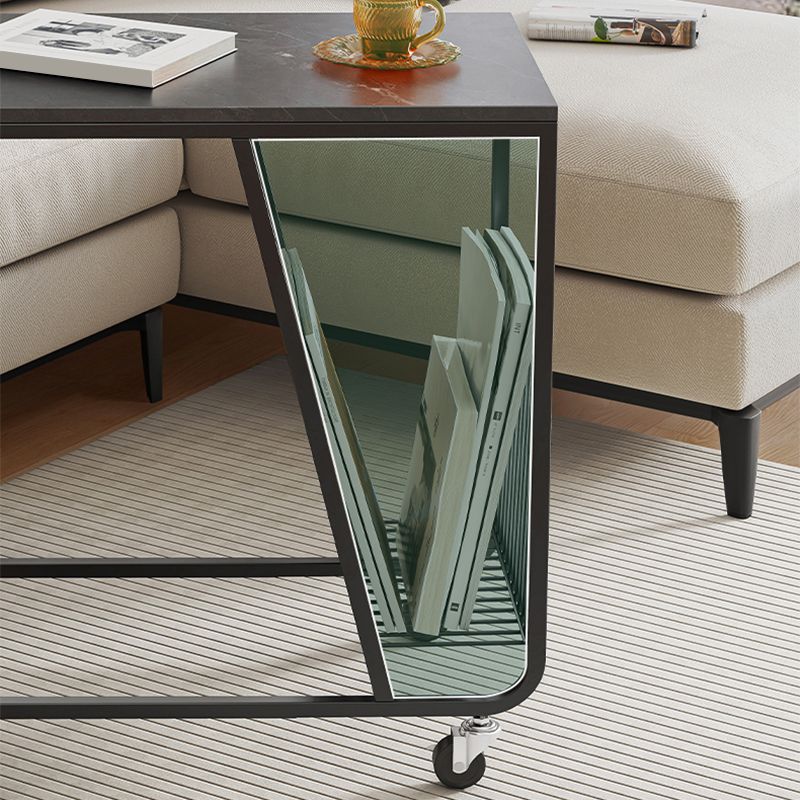 Contemporary C-shape Side Table Black/Gold Metal Side End Snack Table