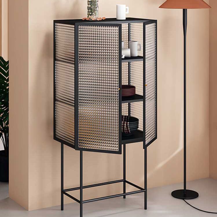 Modern Metal Buffet Sideboard 2 Doors Buffet Server for Dining Room,27.5"L x 13"W x 61"H Clearhalo 'buffet_sideboard' 'Buffets & Sideboards' 'furn' 'furn_buffet_sideboard' 'Furniture' 'Kitchen & Dining Furniture' 1200x1200_34a2f5c9-6cbf-42d7-bf1c-6830f169d8db