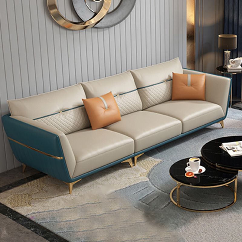 Sofá y chaise de brazo de cuero genuino contemporáneo resistente a las manchas