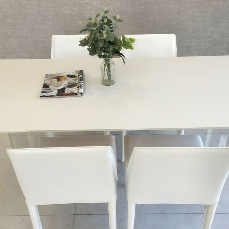 Tavolo da pranzo in pietra bianca con tavolo da pranzo moderno rettangolare con base in acrilico