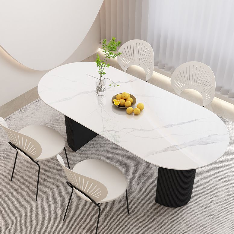 Stone Top Dining Table Contemporary Oval Table with Sled Base Clearhalo 'Dining Tables & Seating' 'Dining Tables' 'dining_table' 'furn' 'furn_dining_table' 'Furniture' 'Kitchen & Dining Furniture' 1200x1200_34a7b150-e166-46c8-adae-47ff31a96d76
