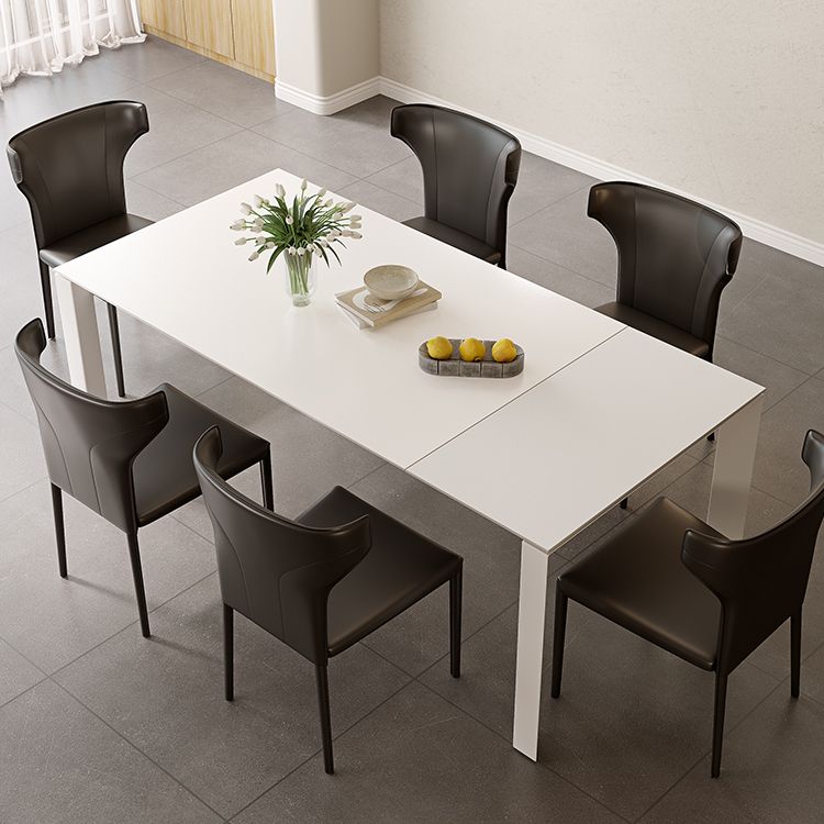 Modern Style 1/3/4/5/7 Pieces Dining Table Rectangle Stone Extendable Furniture in White Clearhalo 'Dining Room Sets' 'Dining Tables & Seating' 'dining_room_set' 'furn' 'furn_dining_room_set' 'Furniture' 'Kitchen & Dining Furniture' 1200x1200_34a8bf3c-de9e-40d9-8f68-3a3500dd09ec