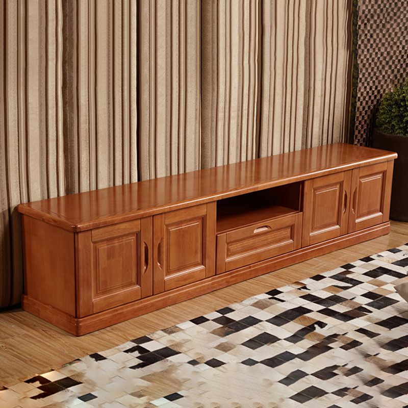Consola de almacenamiento abierta vintage Consola multimedia de madera de caucho con puertas