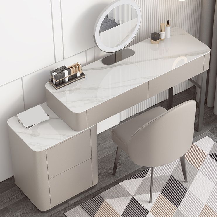 Contemporary 30.7" Height Stone Top Table Makeup Vanity with Drawers