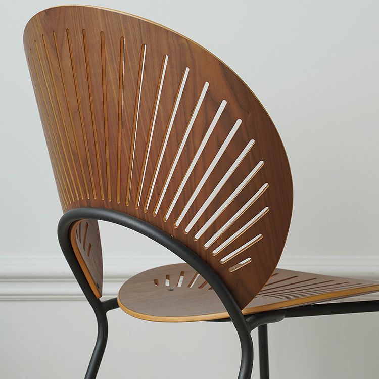 Industrial Dining Chair with Metal Legs Matte Finish Side Chair