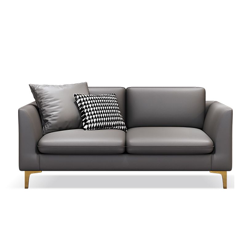 Gold Modern Fabric Sofa with Bolster Pillows 29.53"High Square Arm Sofa Clearhalo 'furn' 'furn_sofas' 'Furniture' 'furniture_sofas' 'kitchen' 'kitchen_sofas' 'Living Room Furniture' 'Sofa' 'sofas' 1200x1200_34afacea-dad7-47bc-8497-548e2190d9b4