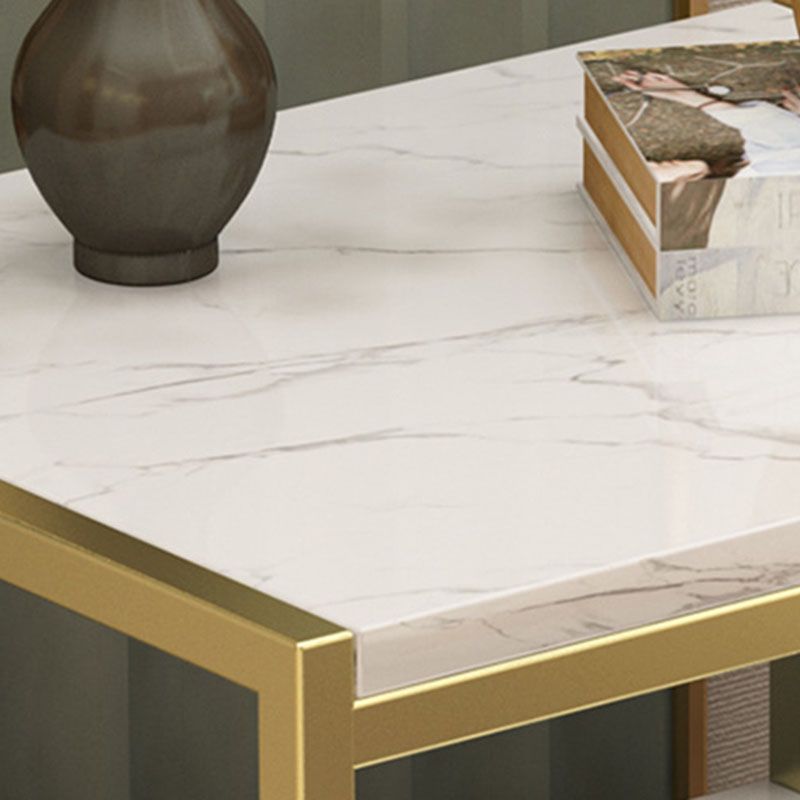 1-Drawer 1-Shelf Accent Table Nightstand 19.68" Tall Faux Marble Bedside Cabinet