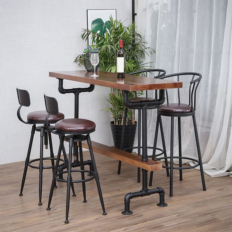 Brown Industrial Bar Table Pine Wood Milk Tea Shop Casual Bar Table Clearhalo 'Bar Furniture' 'Bar Tables' 'bar_tables' 'furn' 'furn_bar_tables' 'Furniture' 'furniture_bar_tables' 'Kitchen & Dining Furniture' 1200x1200_34b232eb-3653-471f-93d0-b833aef89b97
