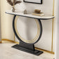 Half Moon Stone Console Table Ironcraft Frame Accent Table for Hall Clearhalo 'Console Tables' 'console_tables' 'Entry & Mudroom Furniture' 'furn' 'furn_console_tables' 'Furniture' 1200x1200_34b23ea7-0779-4773-b76c-6e1c67c80f84