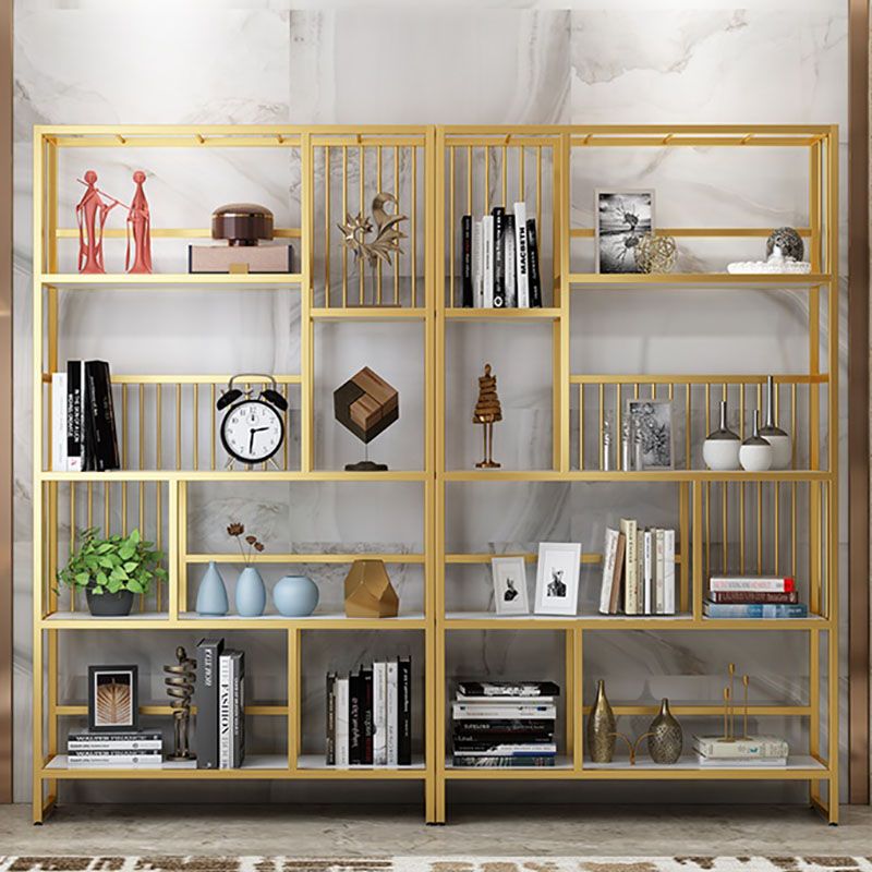 Glam Vertical Open Etagere Bookshelf Iron Frame Manufactured Wood Shelf Bookcase Clearhalo 'Bookcases' 'furn' 'furn_bookcases' 'Furniture' 'furniture_bookcases' 'Office Furniture' 1200x1200_34b43b32-eefa-4bf0-a7aa-b74d5e4866cc