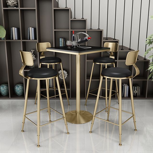 Glam Style Bar Table Set 1/2/3/5 Pieces Square Bar Table with Metal Stools Clearhalo 'Bar Furniture' 'furn' 'furn_home_bar_bar_sets' 'Furniture' 'Home Bars & Bar Sets' 'home_bar_bar_sets' 'Kitchen & Dining Furniture' 1200x1200_34b4783e-6591-42ac-a8f1-eb3dcee6fe78